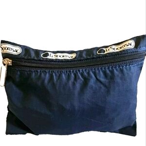 Vintage LeSportsac Zippered Cosmetic Bag Clutch Midnight Blue Great Cond 8 X 6